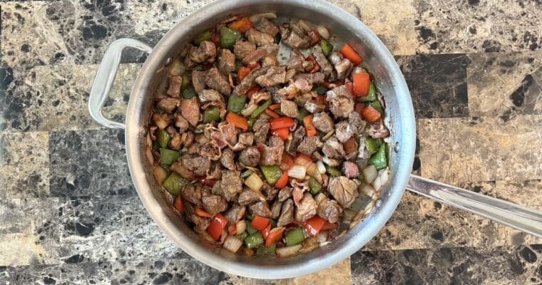 Mexican Steak Kebab-Inspired Skillet Recipe (Alambres)