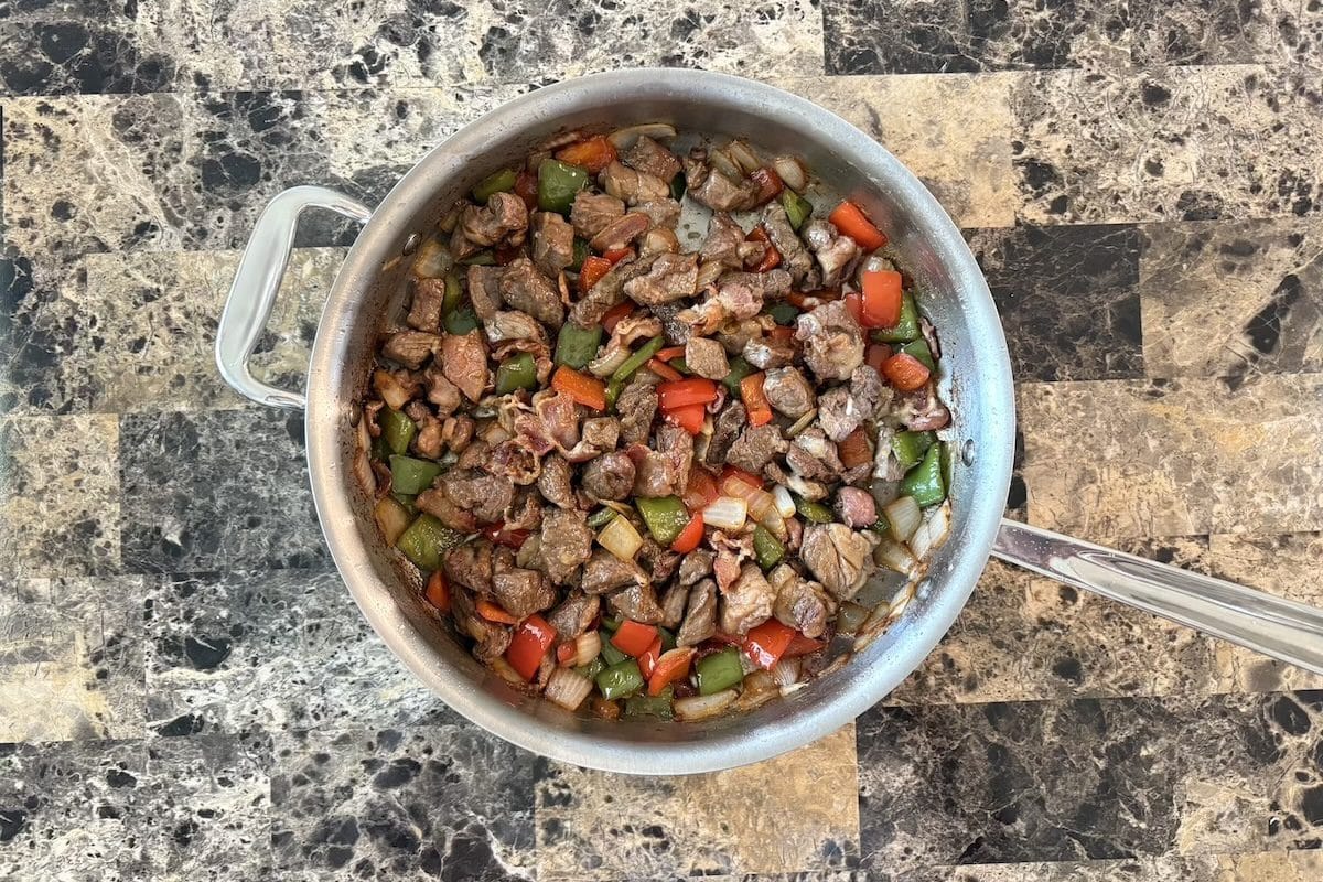 Mexican Steak Kebab-Inspired Skillet Recipe (Alambres)